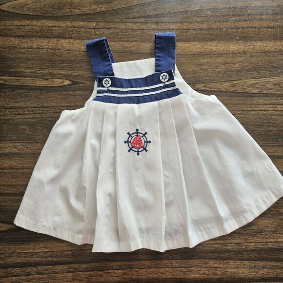 Vintage 80s Nautical Sailor Sundress – Baby Girl Size 2T – Made in USA – EUC - Picture 4 of 7